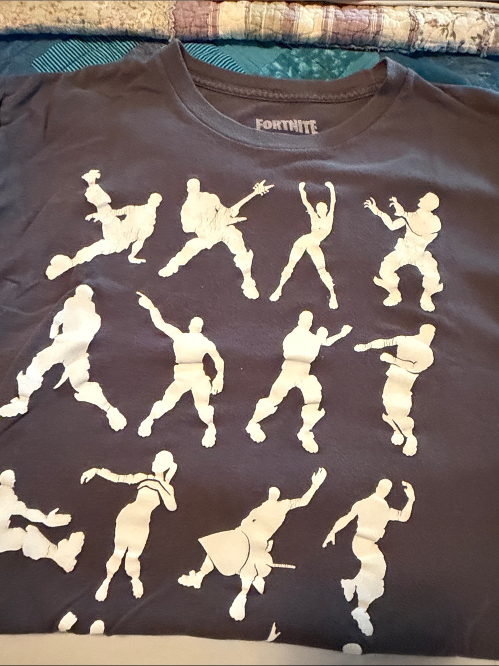 Fortnite Black Tee with White Emote Silhouettes